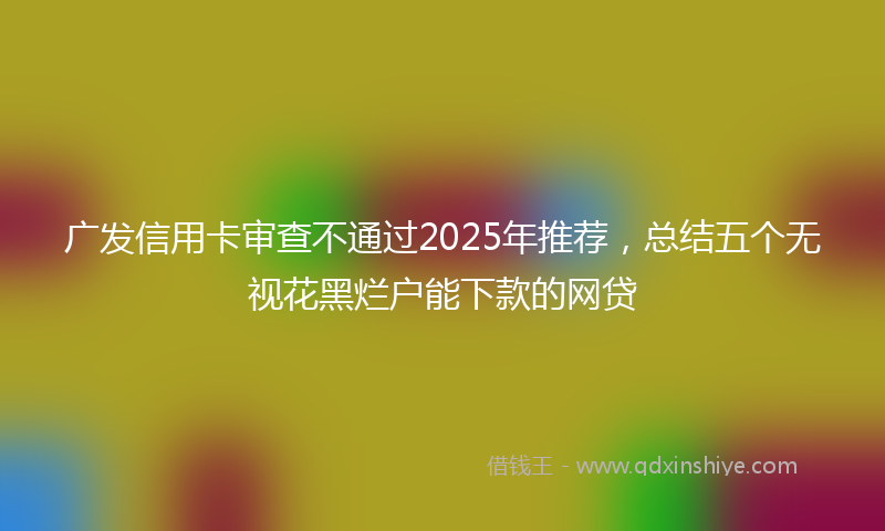 广发信用卡审查不通过2025年推荐，总结五个无视花黑烂户能下款的网贷