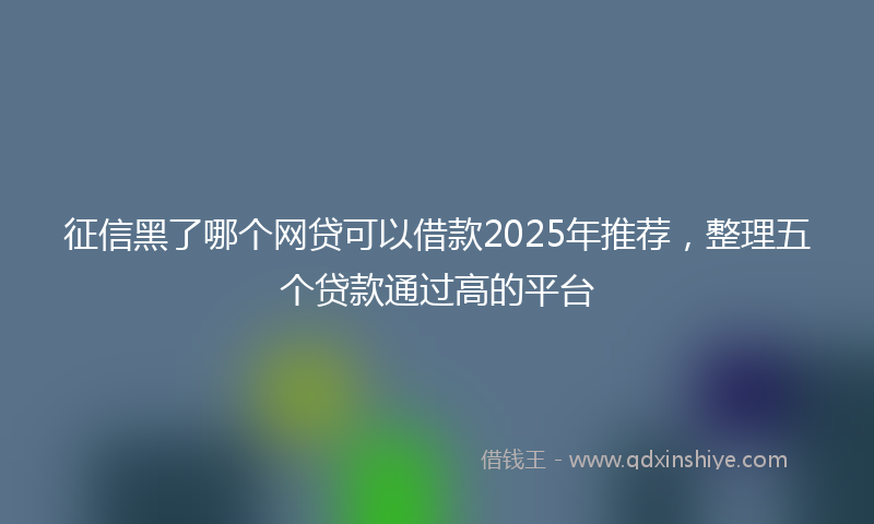 征信黑了哪个网贷可以借款2025年推荐，整理五个贷款通过高的平台