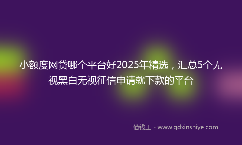 小额度网贷哪个平台好2025年精选，汇总5个无视黑白无视征信申请就下款的平台