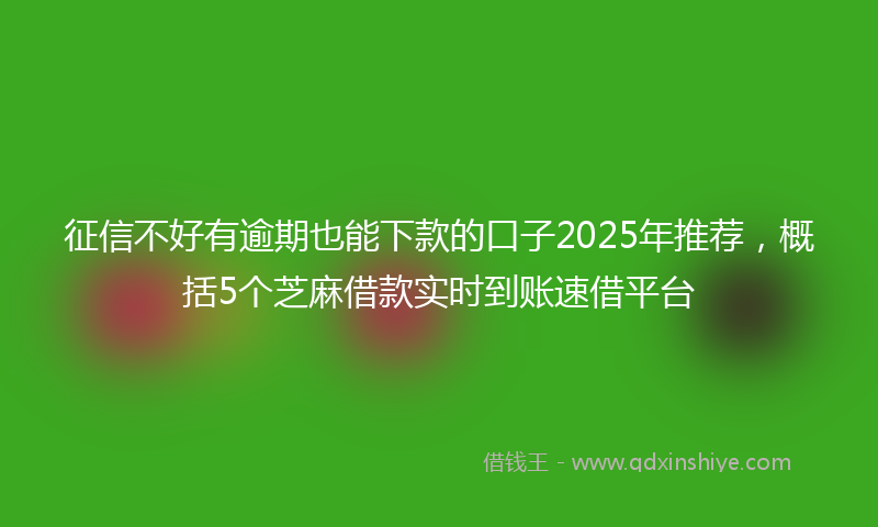 征信不好有逾期也能下款的口子2025年推荐，概括5个芝麻借款实时到账速借平台