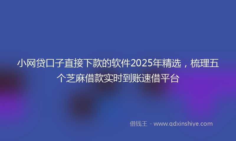 小网贷口子直接下款的软件2025年精选，梳理五个芝麻借款实时到账速借平台