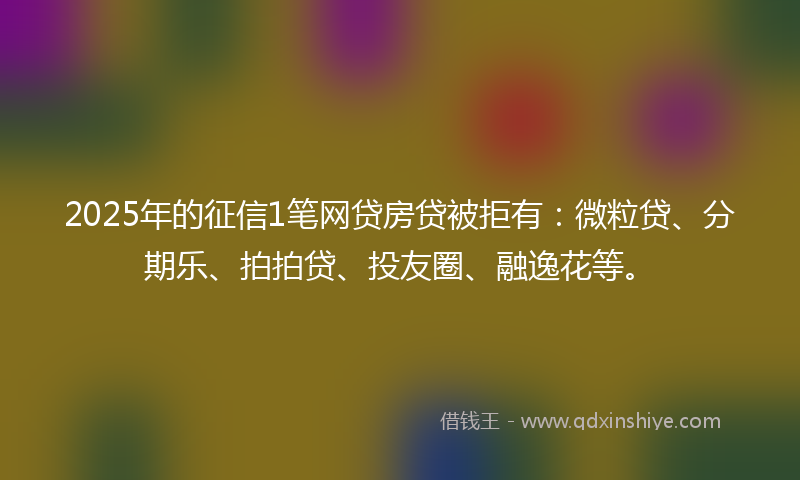 2025年的征信1笔网贷房贷被拒有：微粒贷、分期乐、拍拍贷、投友圈、融逸花等。