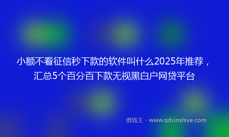 小额不看征信秒下款的软件叫什么2025年推荐，汇总5个百分百下款无视黑白户网贷平台