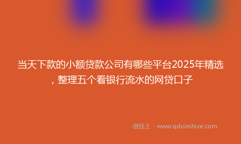 当天下款的小额贷款公司有哪些平台2025年精选，整理五个看银行流水的网贷口子