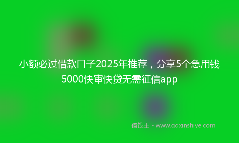 小额必过借款口子2025年推荐，分享5个急用钱5000快审快贷无需征信app