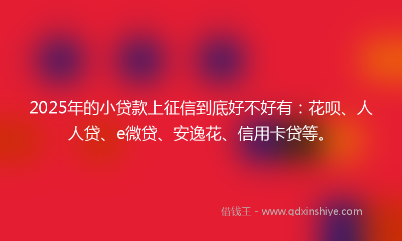 2025年的小贷款上征信到底好不好有：花呗、人人贷、e微贷、安逸花、信用卡贷等。