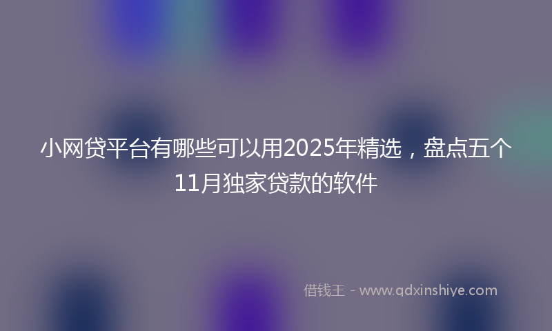 小网贷平台有哪些可以用2025年精选，盘点五个11月独家贷款的软件