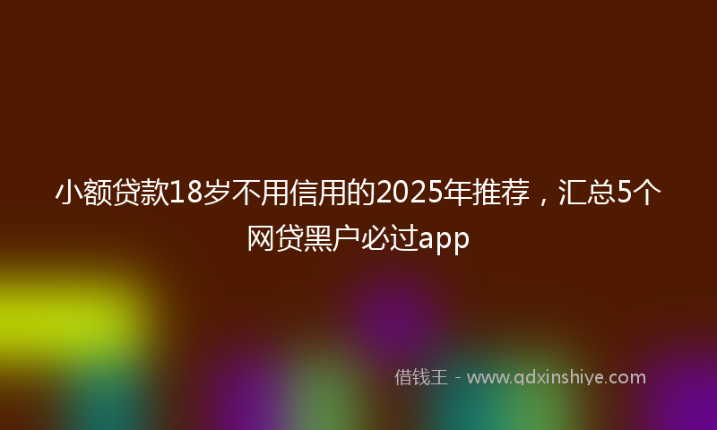 小额贷款18岁不用信用的2025年推荐，汇总5个网贷黑户必过app