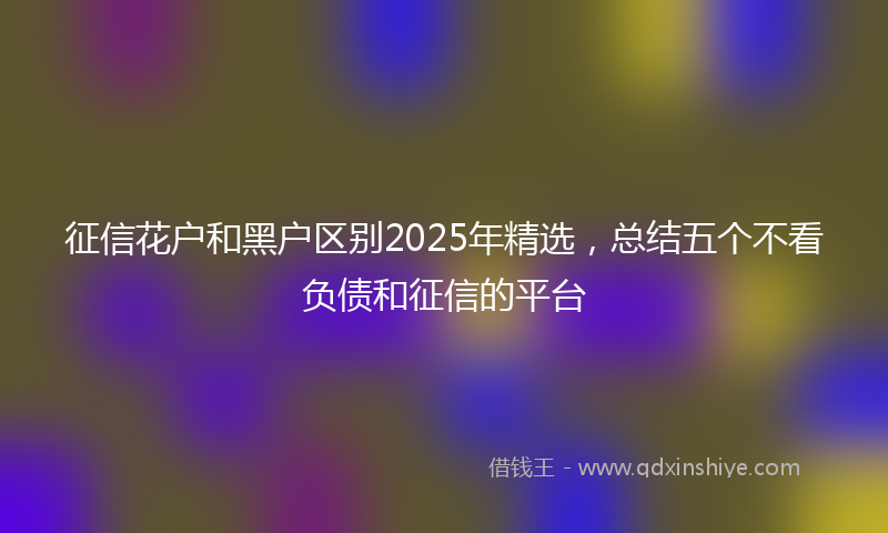 征信花户和黑户区别2025年精选，总结五个不看负债和征信的平台