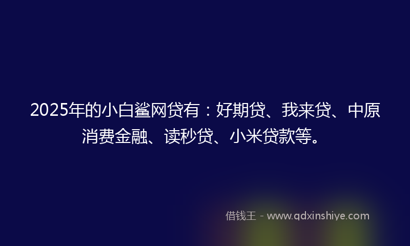 2025年的小白鲨网贷有：好期贷、我来贷、中原消费金融、读秒贷、小米贷款等。