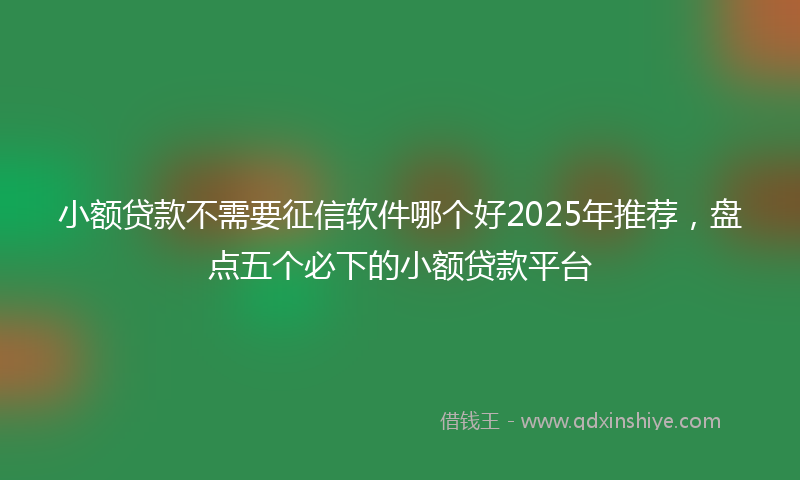 小额贷款不需要征信软件哪个好2025年推荐，盘点五个必下的小额贷款平台