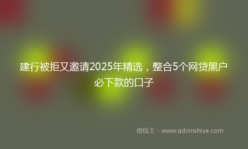 建行被拒又邀请2025年精选，整合5个网贷黑户必下款的口子