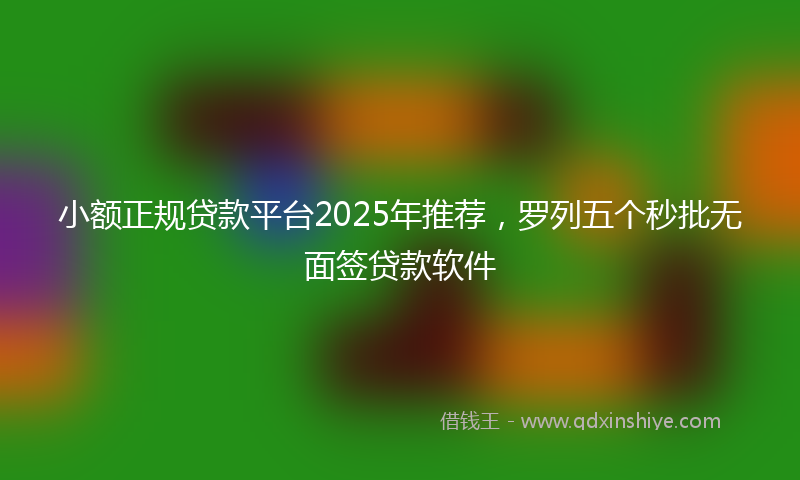 小额正规贷款平台2025年推荐，罗列五个秒批无面签贷款软件