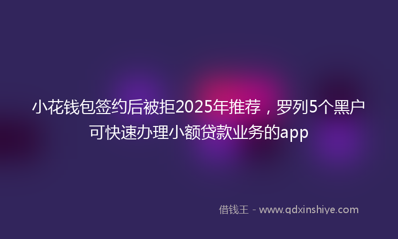 小花钱包签约后被拒2025年推荐，罗列5个黑户可快速办理小额贷款业务的app