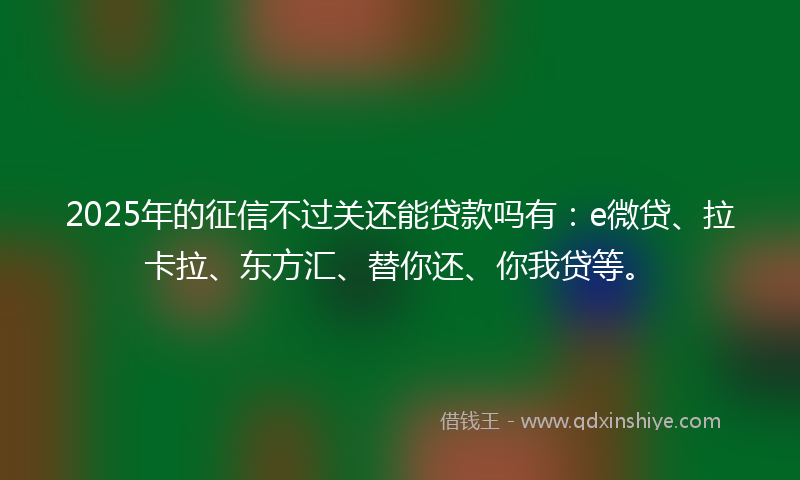 2025年的征信不过关还能贷款吗有：e微贷、拉卡拉、东方汇、替你还、你我贷等。