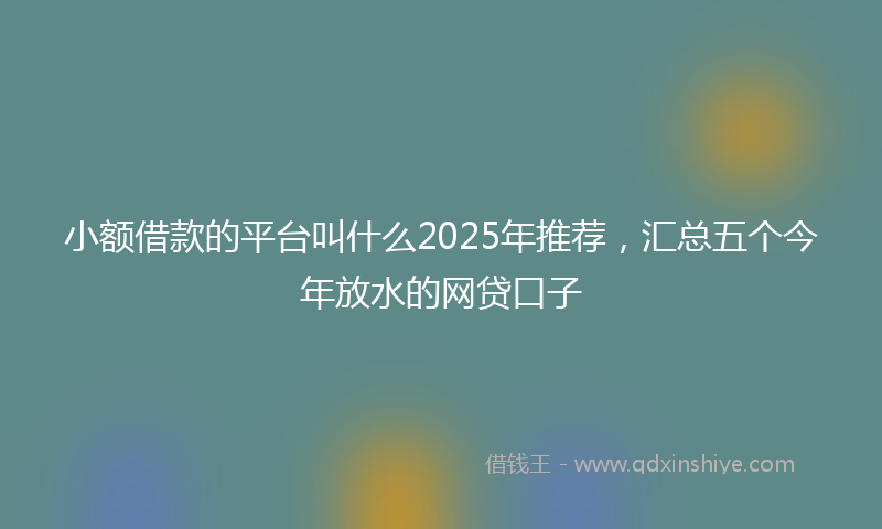 小额借款的平台叫什么2025年推荐，汇总五个今年放水的网贷口子