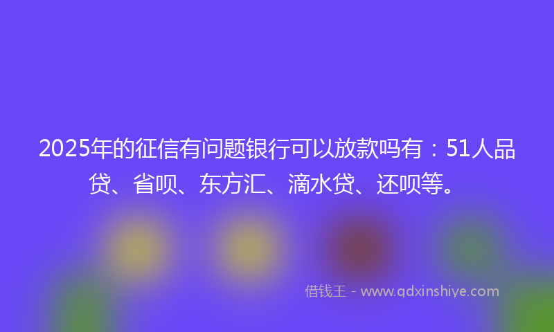 2025年的征信有问题银行可以放款吗有：51人品贷、省呗、东方汇、滴水贷、还呗等。