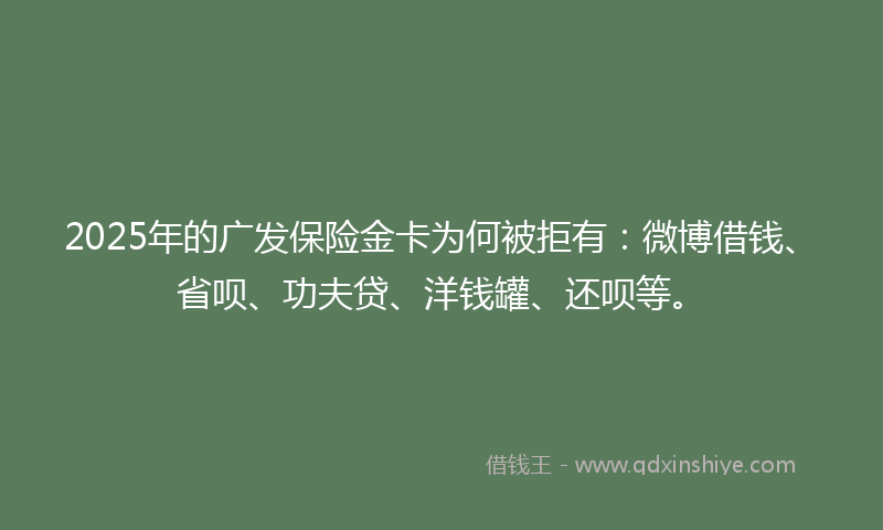 2025年的广发保险金卡为何被拒有：微博借钱、省呗、功夫贷、洋钱罐、还呗等。