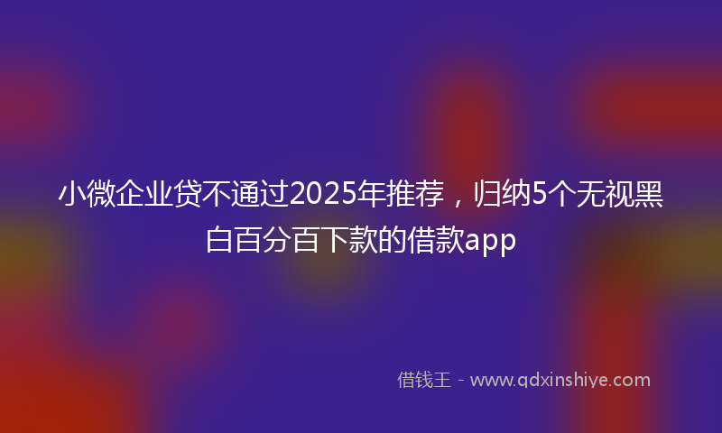 小微企业贷不通过2025年推荐，归纳5个无视黑白百分百下款的借款app