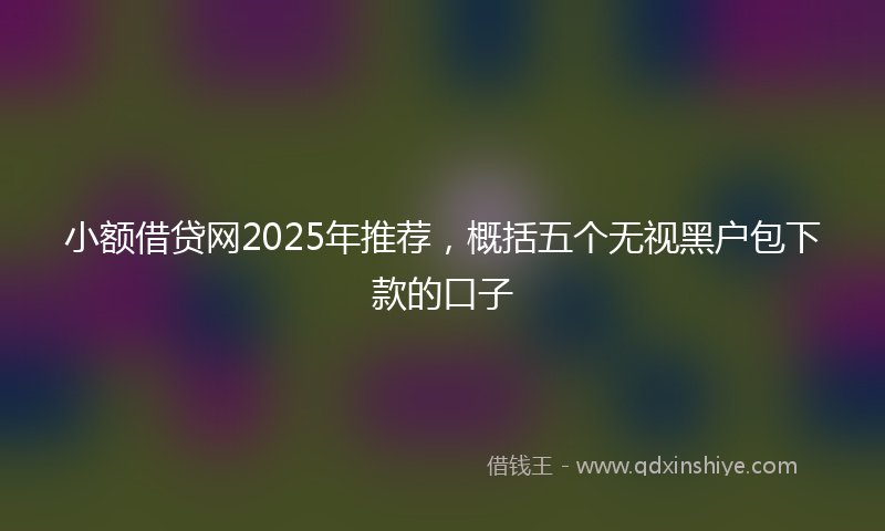 小额借贷网2025年推荐，概括五个无视黑户包下款的口子