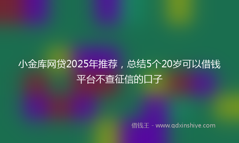 小金库网贷2025年推荐，总结5个20岁可以借钱平台不查征信的口子