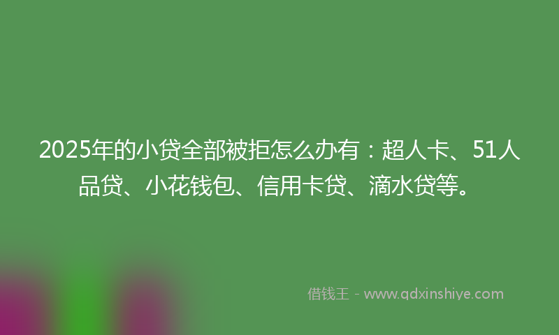 2025年的小贷全部被拒怎么办有：超人卡、51人品贷、小花钱包、信用卡贷、滴水贷等。