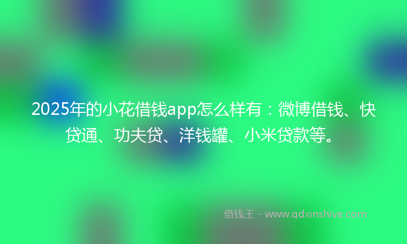 2025年的小花借钱app怎么样有：微博借钱、快贷通、功夫贷、洋钱罐、小米贷款等。