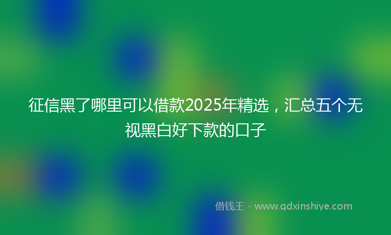 征信黑了哪里可以借款2025年精选，汇总五个无视黑白好下款的口子