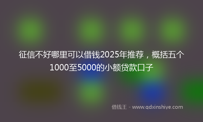 征信不好哪里可以借钱2025年推荐，概括五个1000至5000的小额贷款口子
