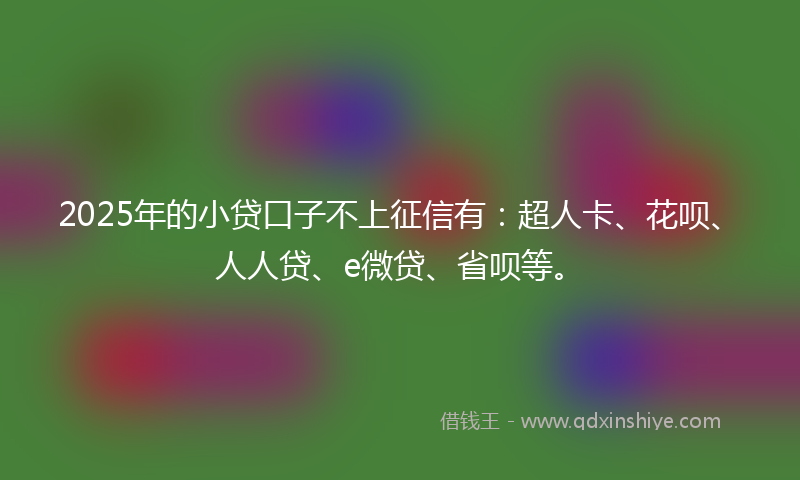 2025年的小贷口子不上征信有：超人卡、花呗、人人贷、e微贷、省呗等。