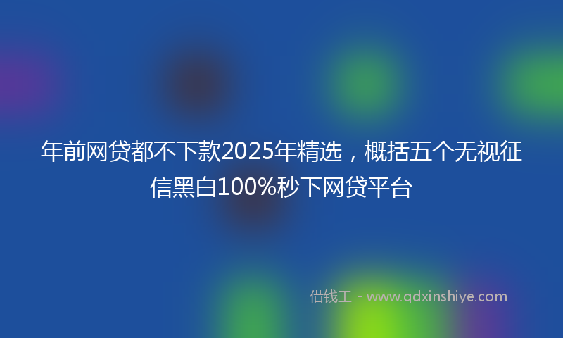 年前网贷都不下款2025年精选，概括五个无视征信黑白100%秒下网贷平台
