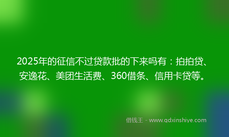 2025年的征信不过贷款批的下来吗有：拍拍贷、安逸花、美团生活费、360借条、信用卡贷等。