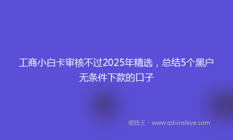 工商小白卡审核不过2025年精选，总结5个黑户无条件下款的口子