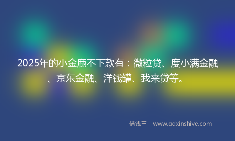 2025年的小金鹿不下款有：微粒贷、度小满金融、京东金融、洋钱罐、我来贷等。