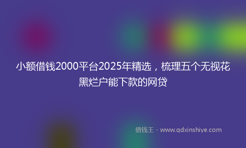 小额借钱2000平台2025年精选，梳理五个无视花黑烂户能下款的网贷