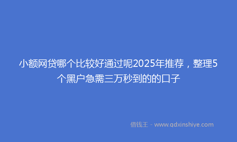 小额网贷哪个比较好通过呢2025年推荐，整理5个黑户急需三万秒到的的口子