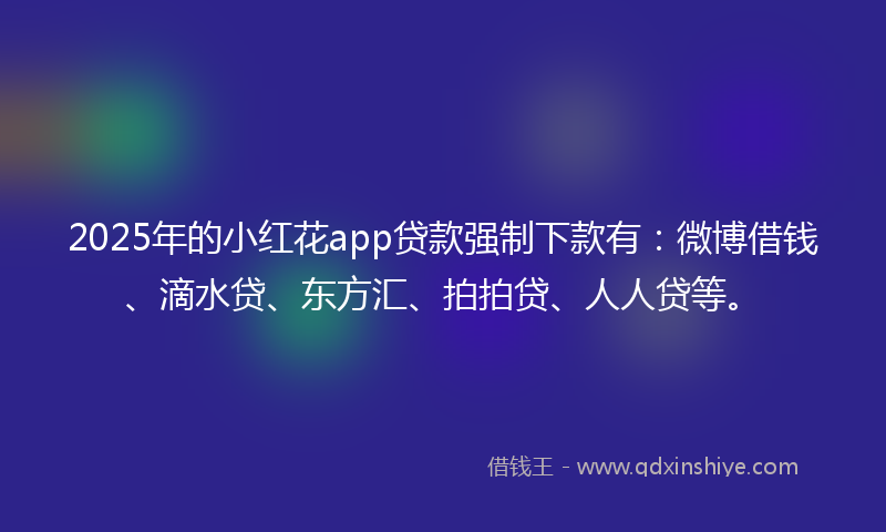 2025年的小红花app贷款强制下款有：微博借钱、滴水贷、东方汇、拍拍贷、人人贷等。