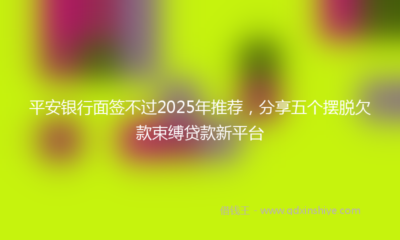 平安银行面签不过2025年推荐，分享五个摆脱欠款束缚贷款新平台