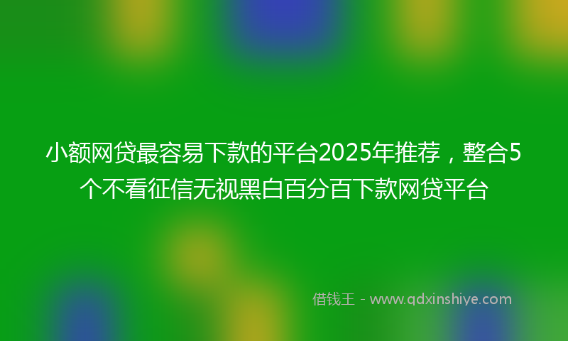 小额网贷最容易下款的平台2025年推荐，整合5个不看征信无视黑白百分百下款网贷平台