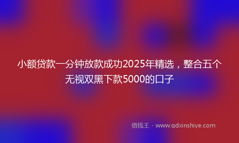 小额贷款一分钟放款成功2025年精选，整合五个无视双黑下款5000的口子