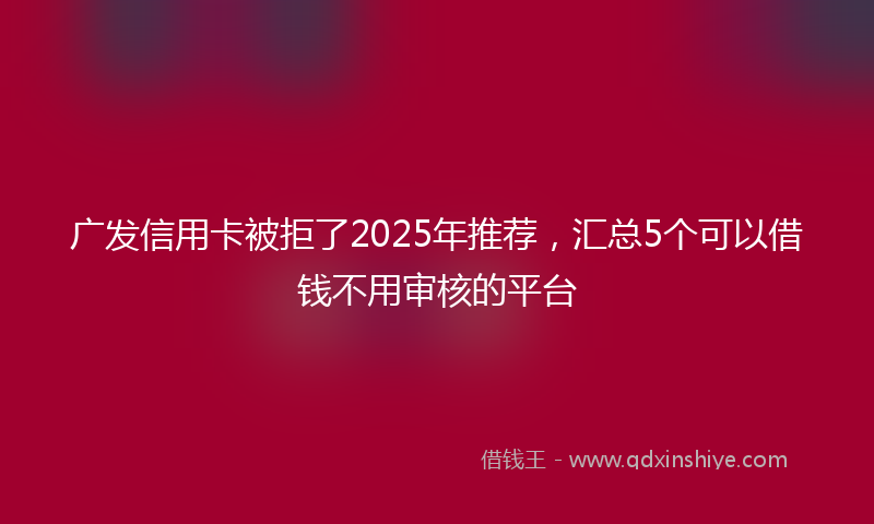 广发信用卡被拒了2025年推荐，汇总5个可以借钱不用审核的平台