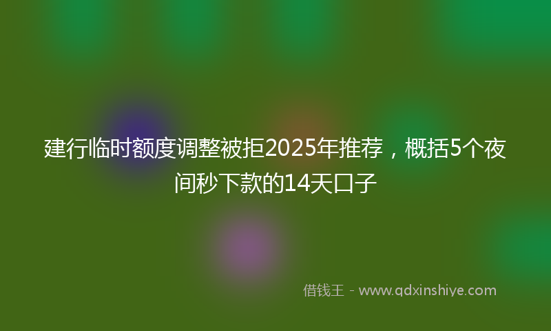 建行临时额度调整被拒2025年推荐，概括5个夜间秒下款的14天口子