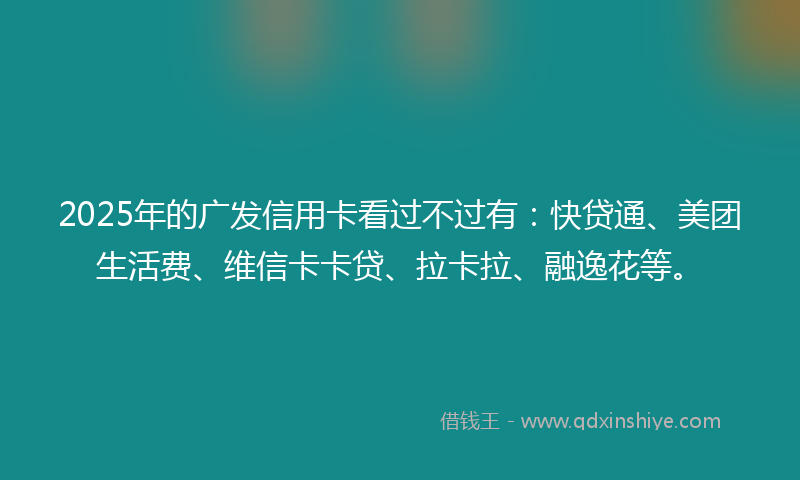 2025年的广发信用卡看过不过有：快贷通、美团生活费、维信卡卡贷、拉卡拉、融逸花等。