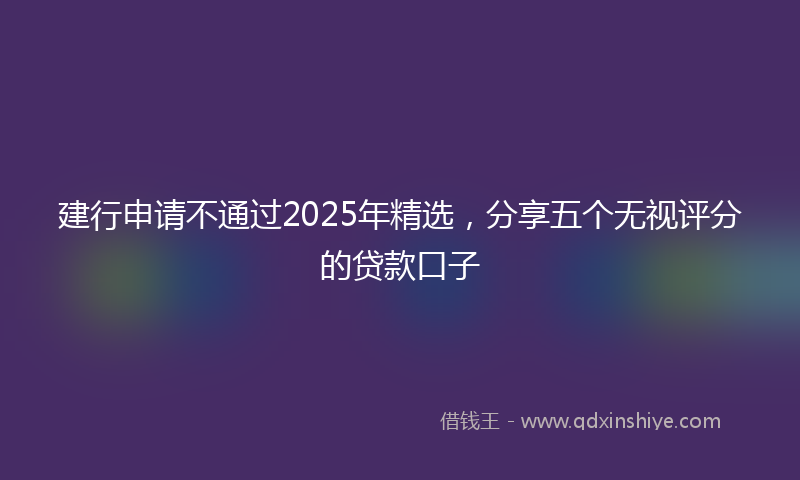 建行申请不通过2025年精选，分享五个无视评分的贷款口子
