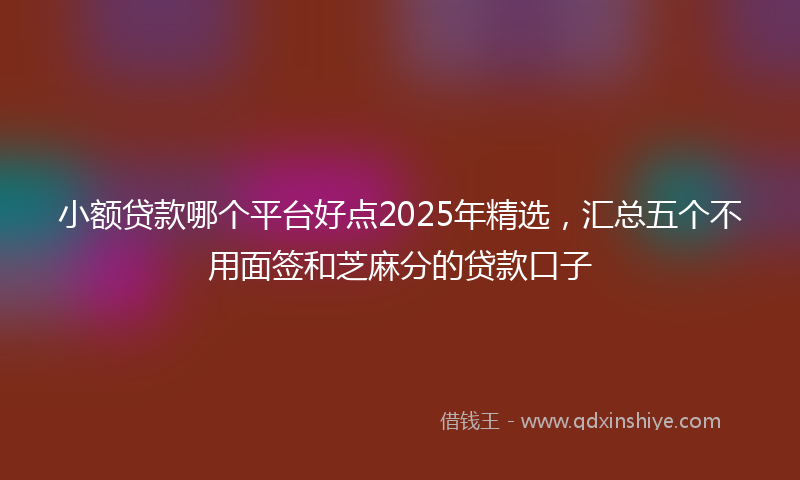 小额贷款哪个平台好点2025年精选，汇总五个不用面签和芝麻分的贷款口子