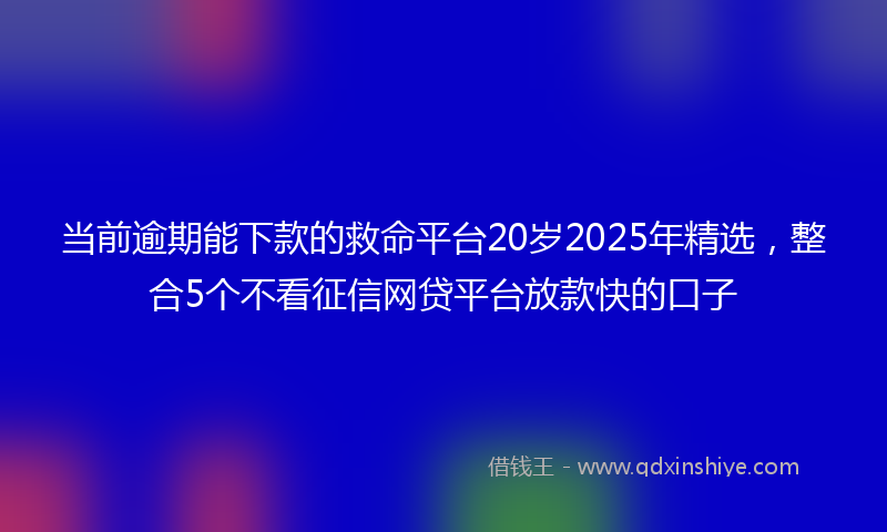 当前逾期能下款的救命平台20岁2025年精选，整合5个不看征信网贷平台放款快的口子
