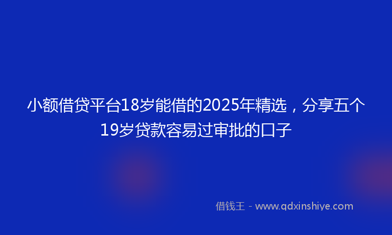 小额借贷平台18岁能借的2025年精选，分享五个19岁贷款容易过审批的口子