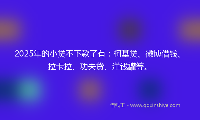 2025年的小贷不下款了有：柯基贷、微博借钱、拉卡拉、功夫贷、洋钱罐等。