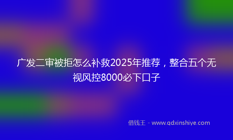 广发二审被拒怎么补救2025年推荐，整合五个无视风控8000必下口子