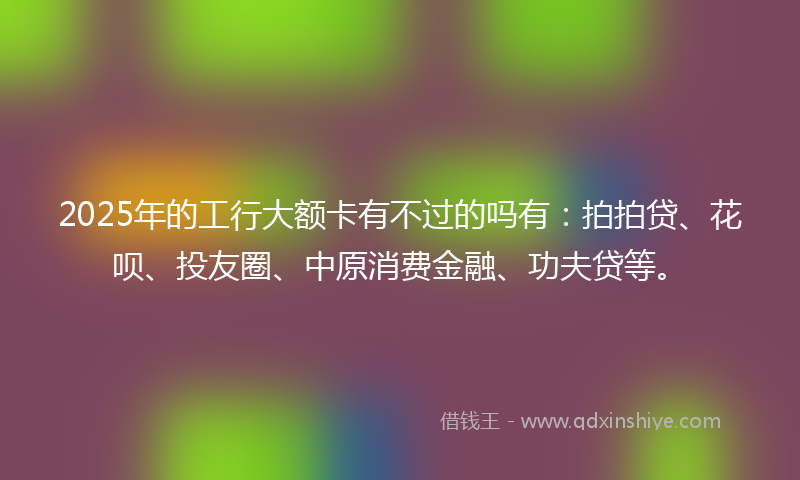 2025年的工行大额卡有不过的吗有：拍拍贷、花呗、投友圈、中原消费金融、功夫贷等。